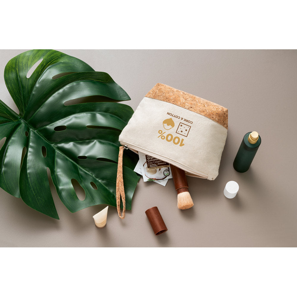 Kulturtasche aus 100% Baumwolle und Kork