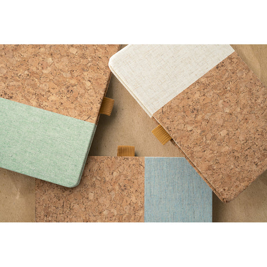 A5 Notizbuch aus Kork und Leinen mit linierten Blättern