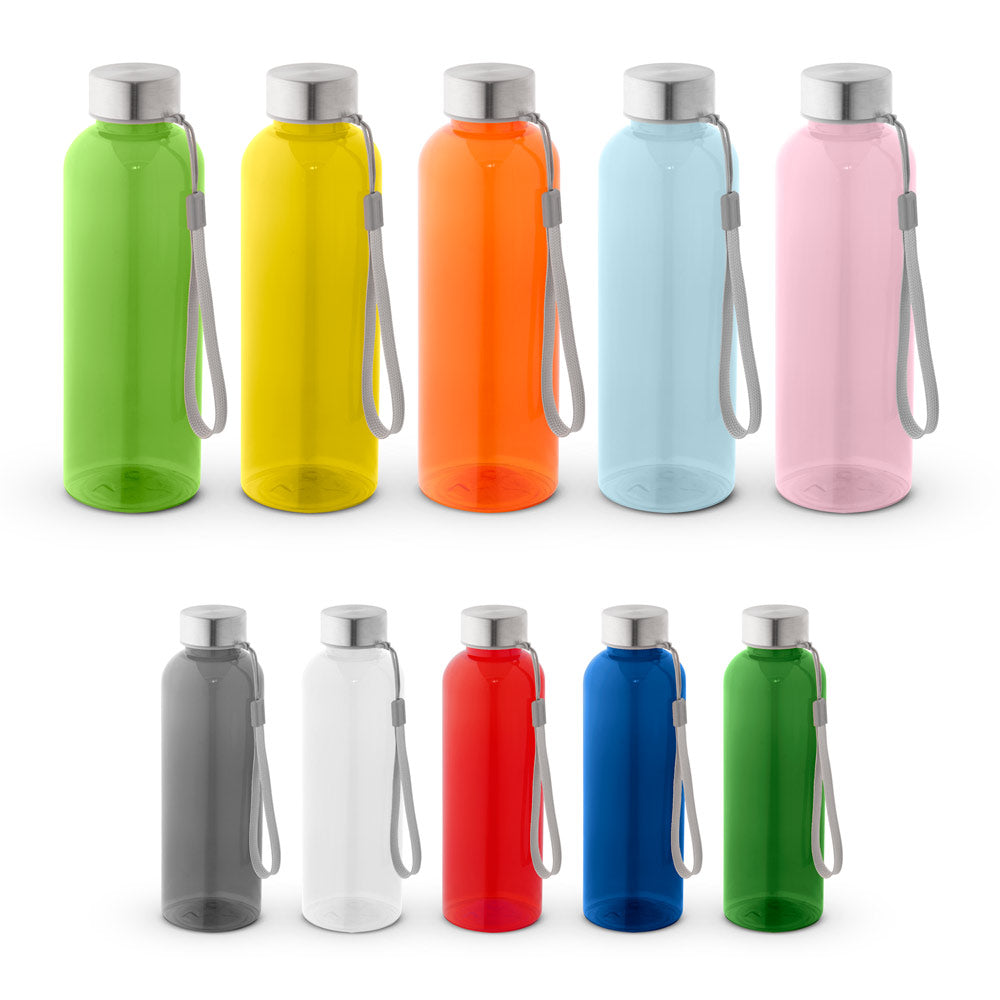 Trinkflasche (600ml) aus recyceltem PET (100% rPET) mit glänzender transluzenter Oberfläche