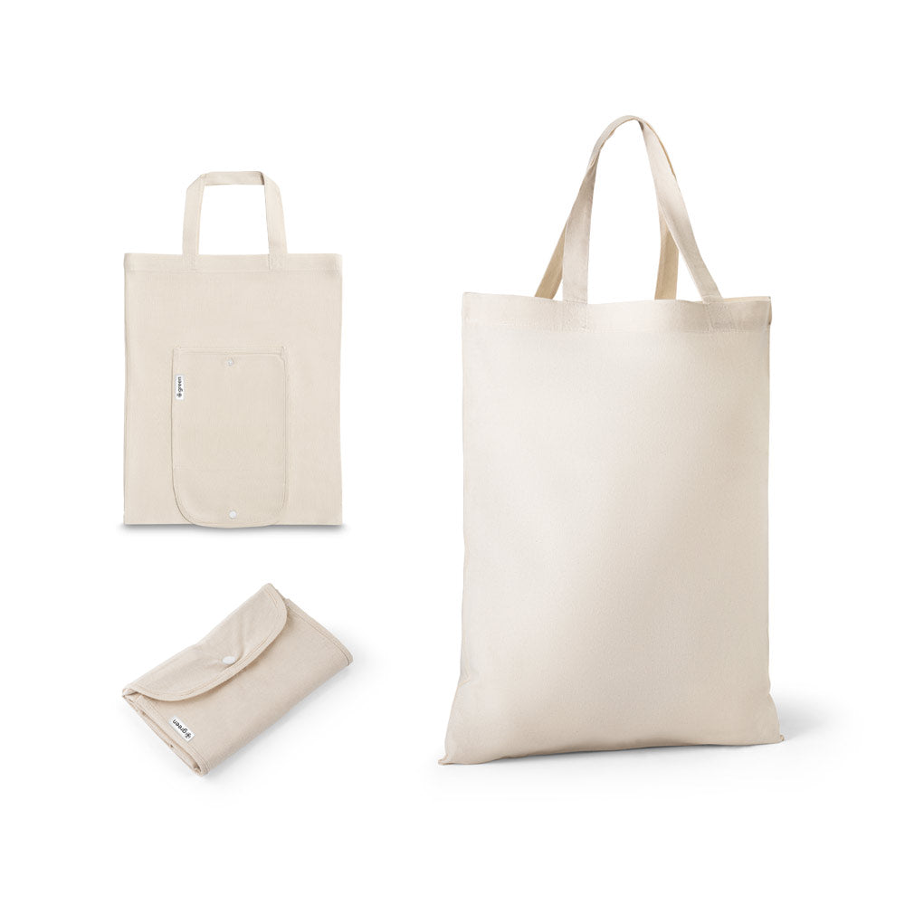 Faltbare Tasche aus Baumwolle (50%), receycelte Baumwolle (30%) und Polyester (20% rPET) (140 g/m²)