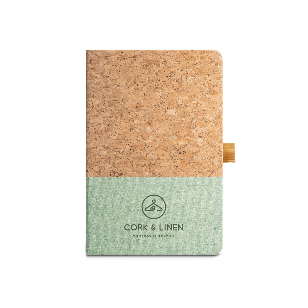 A5 Notizbuch aus Kork und Leinen mit linierten Blättern
