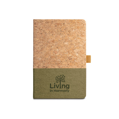 A5 Notizbuch aus Kork und Leinen mit linierten Blättern