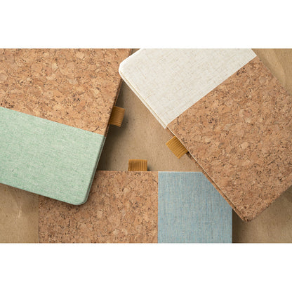 A5 Notizbuch aus Kork und Leinen mit linierten Blättern