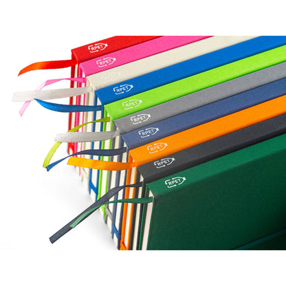 A5 Notizbuch aus recyceltem Polyester (100% rPET) mit linierten Seiten