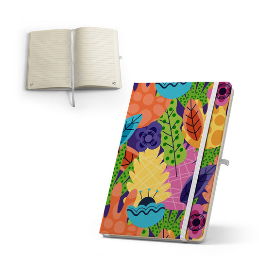 A5 Notizbuch aus recyceltem 300D-Polyester (100% rPET), ideal für die Sublimationspersonalisierung