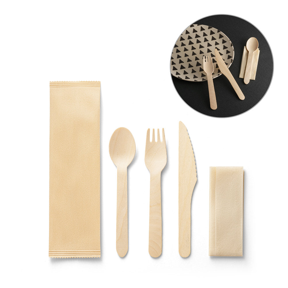 Einweg-Besteck-Set aus Holz