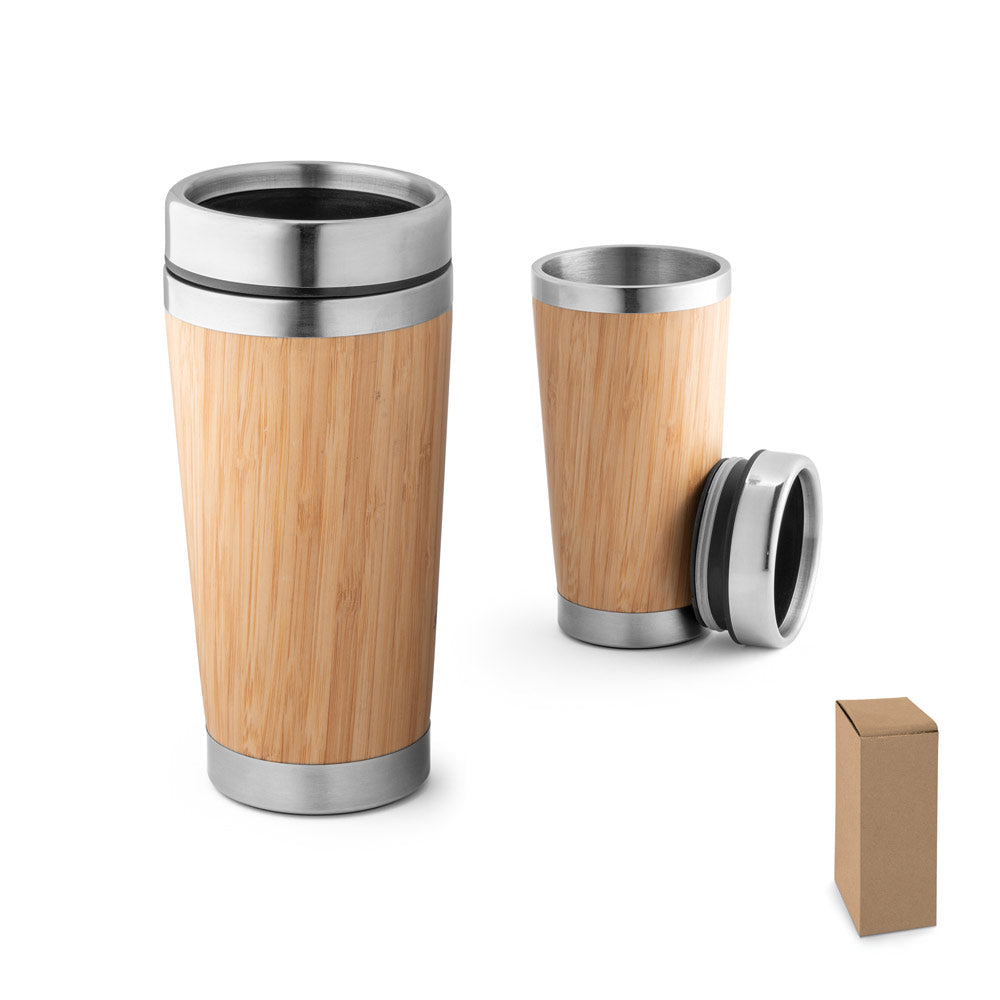 Reisebecher aus Bambus und Edelstahl 500 ml