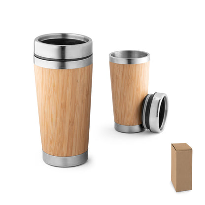 Reisebecher aus Bambus und Edelstahl 500 ml