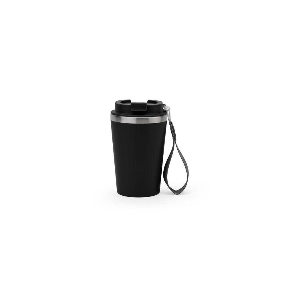 Reisebecher aus Edelstahl (90 % recycelt) und Außenwand aus PP mit matter