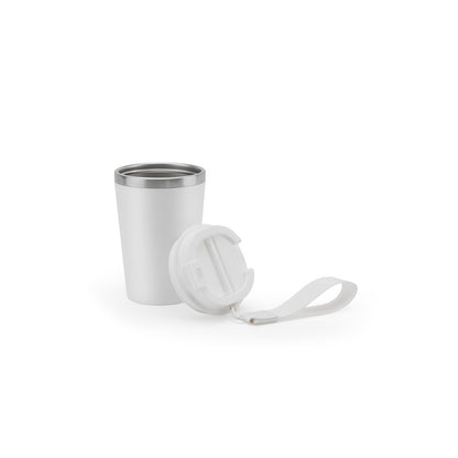Reisebecher aus Edelstahl (90 % recycelt) und Außenwand aus PP mit matter
