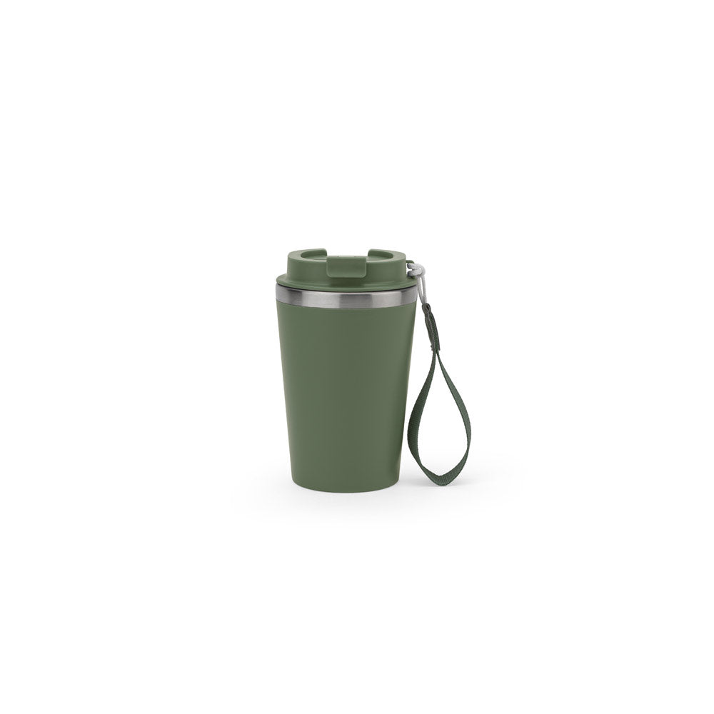 Reisebecher aus Edelstahl (90 % recycelt) und Außenwand aus PP mit matter