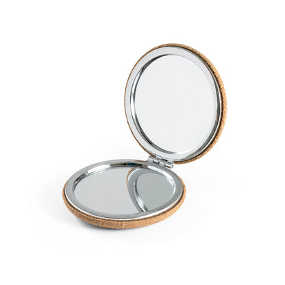 Make-up Spiegel aus Kork, doppelseitig mit Magnetverschluss.