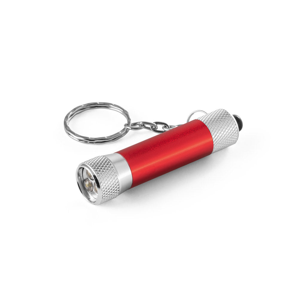 Schlüsselanhänger aus Aluminium (92% recycelt) mit 3-Licht-LED