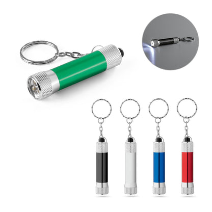 Schlüsselanhänger aus Aluminium (92% recycelt) mit 3-Licht-LED