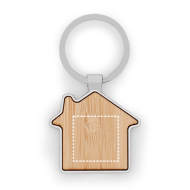 Schlüsselanhänger aus Eisen in Hausform aus Zink und Bambus
