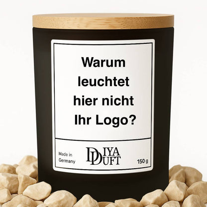 Sojawachskerze im Glas inkl. Bambusdeckel - mit Ihrem Logo